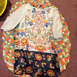 White and blue with flower dress